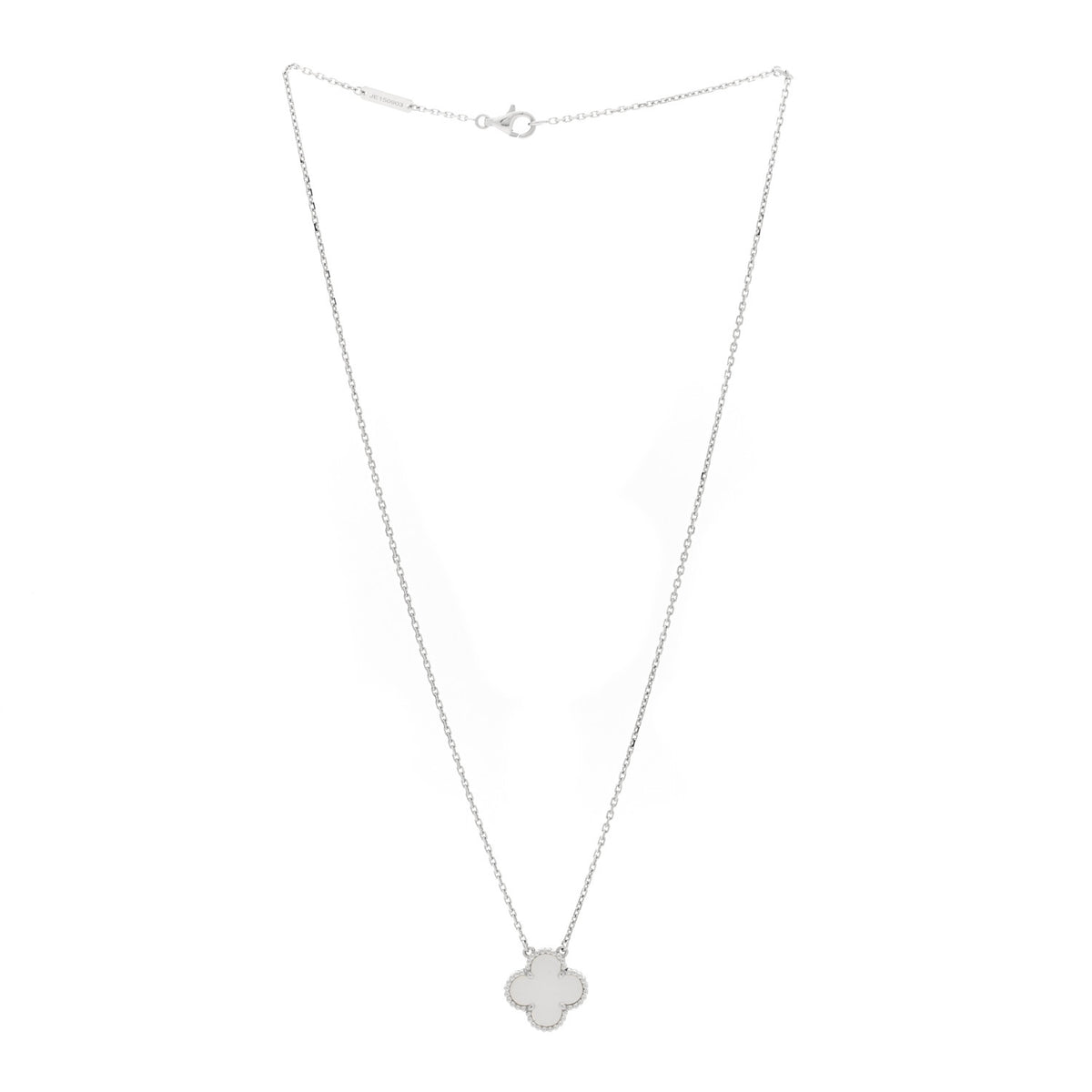 Van Cleef & Arpels 18K White Gold Mother Of Pearl Vintage Alhambra Pendant Necklace 3 of 4
