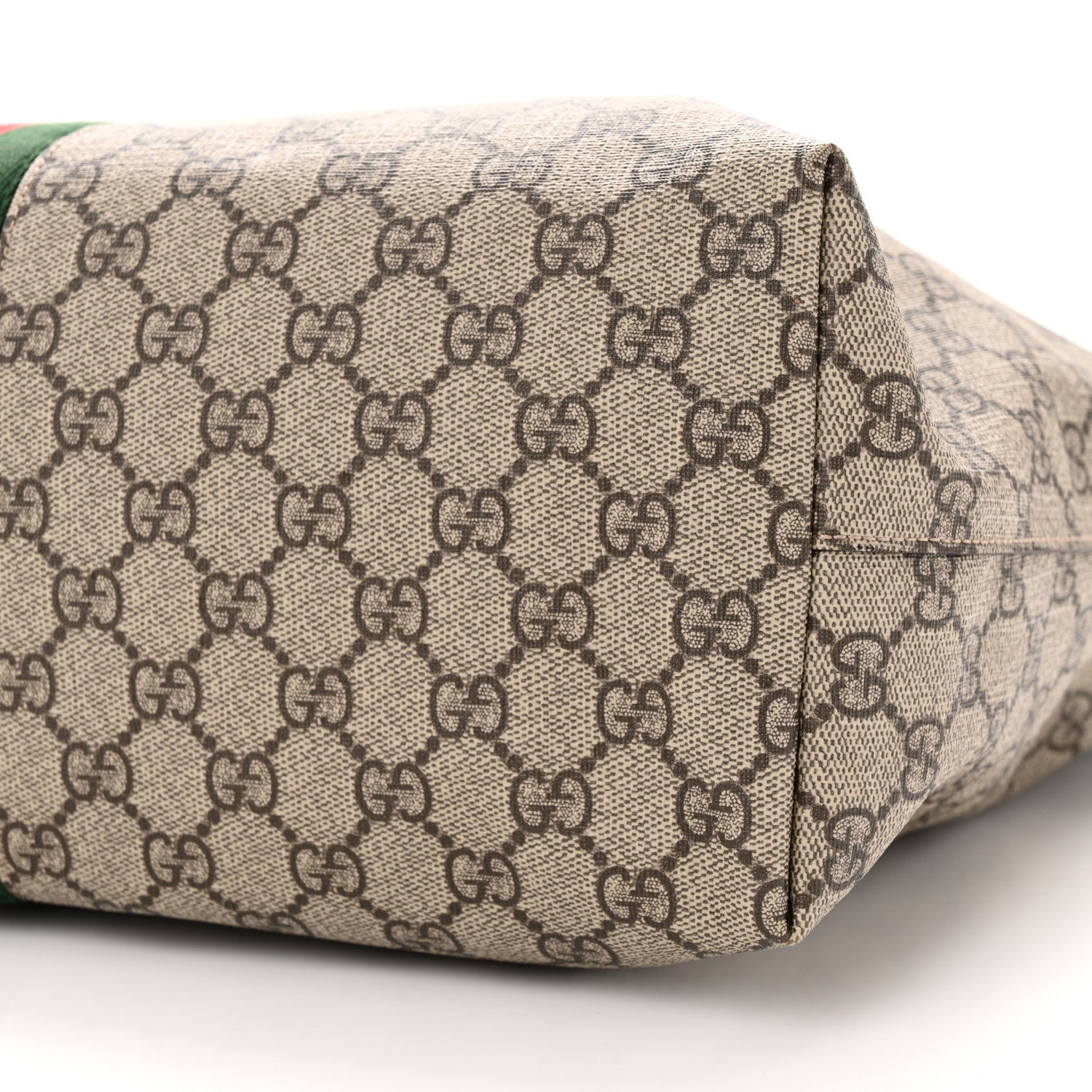 Gucci GG Supreme Monogram Textured Calfskin Web Medium Ophidia Shopping Tote Beige Ebony New Acero 9 of 13