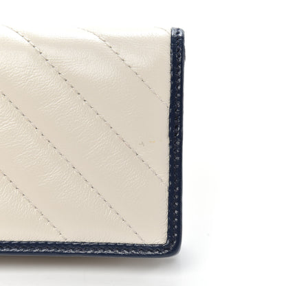Gucci Vintage Effect Calfskin Matelasse Diagonal Torchon GG Marmont Card Case Wallet Mystic White Blue Agata 8 of 10