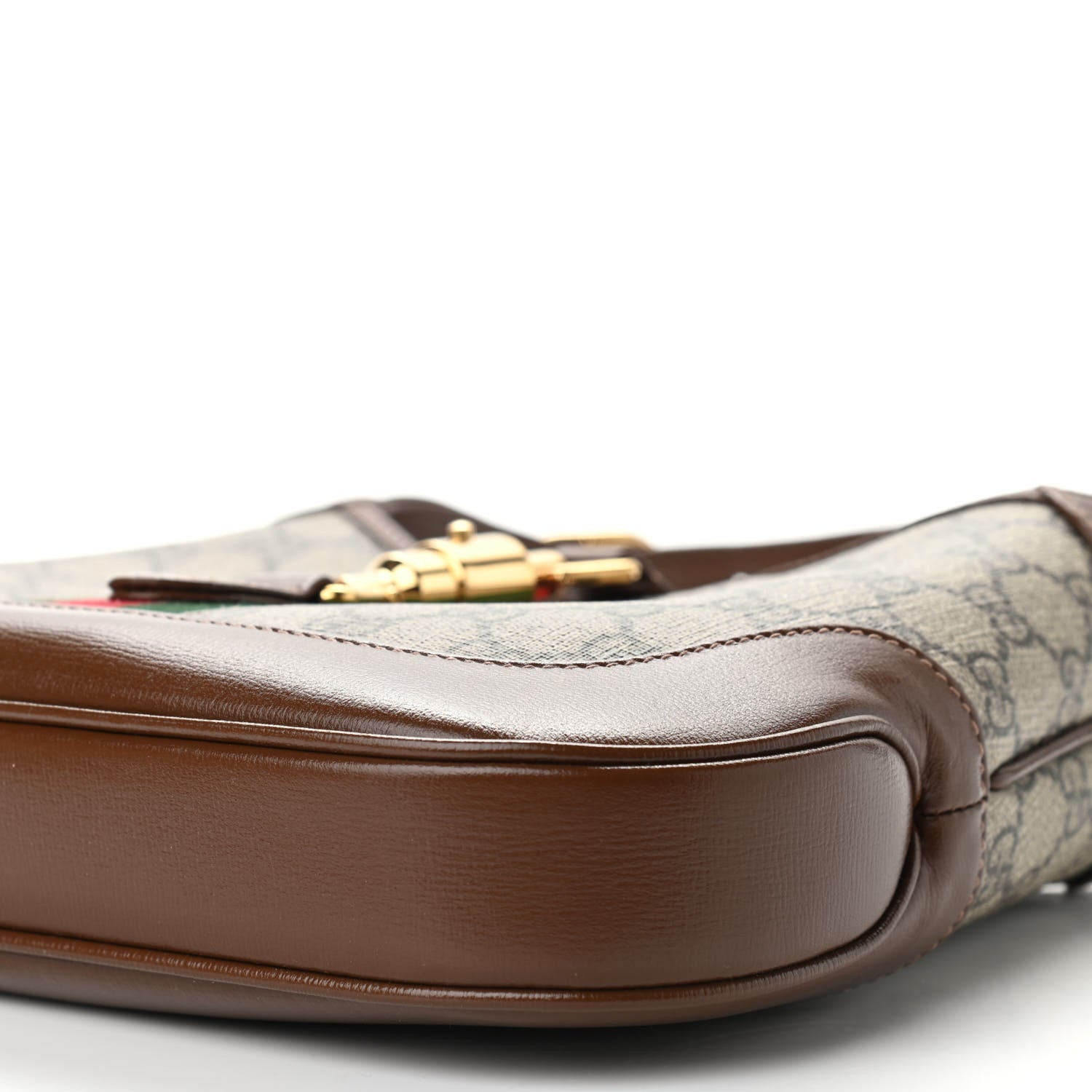 Gucci GG Supreme Monogram Azalea Calfskin Web Small Jackie 1961 Hobo Beige Ebony Brown Sugar 9 of 9