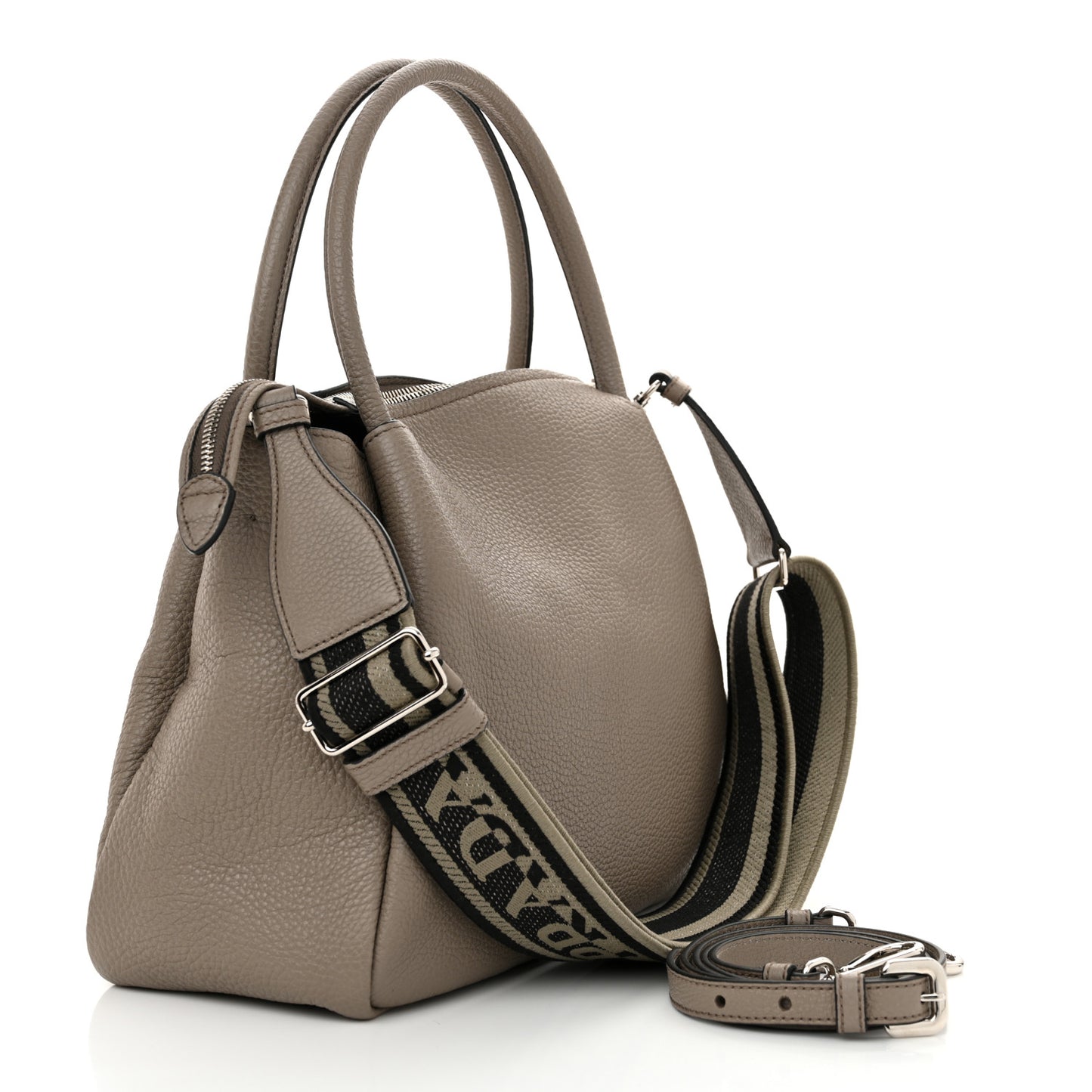 Vitello Daino Soft Medium Zippered Top Handle Bag Argilla