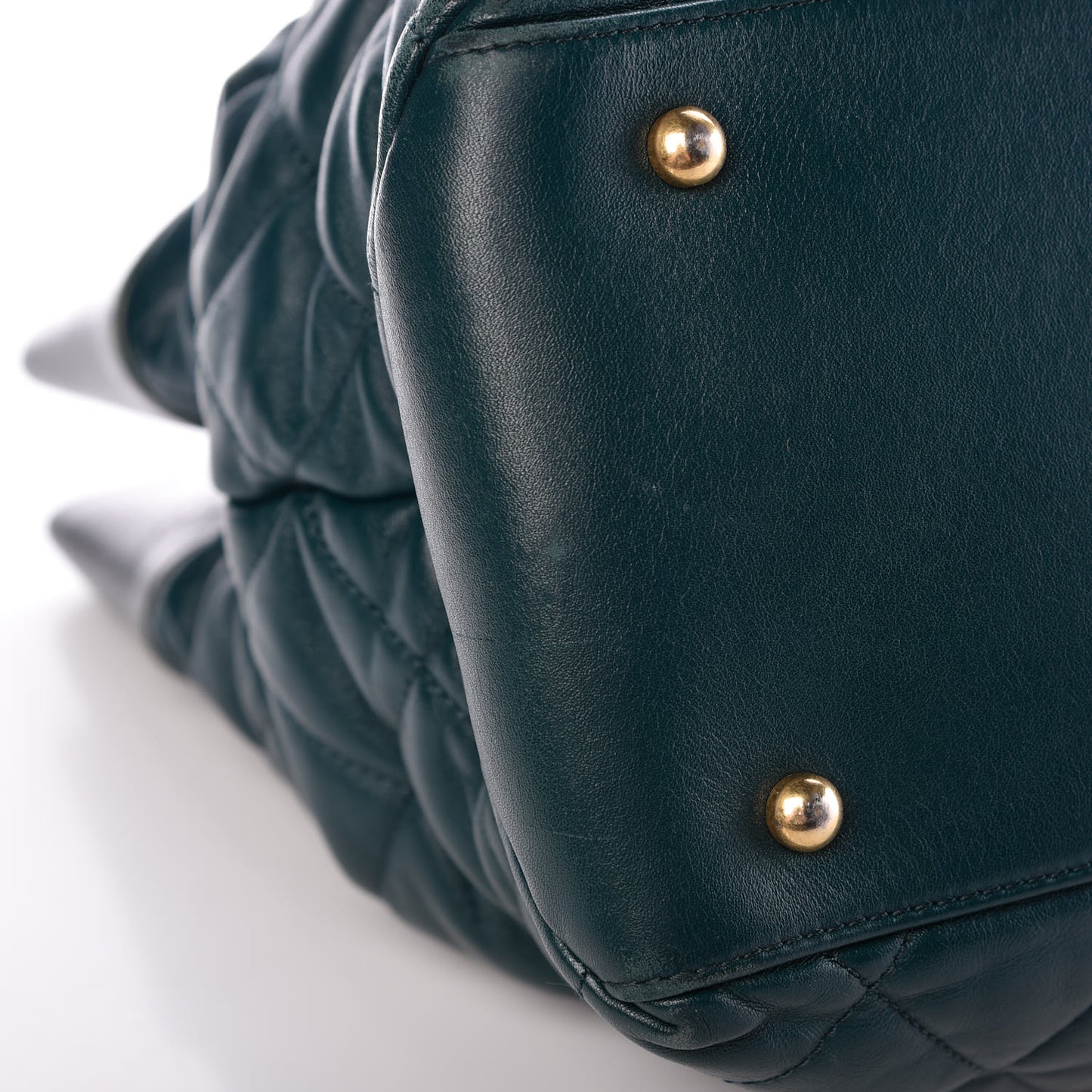 Calfskin Quilted Large Soft Elegance Tote Green