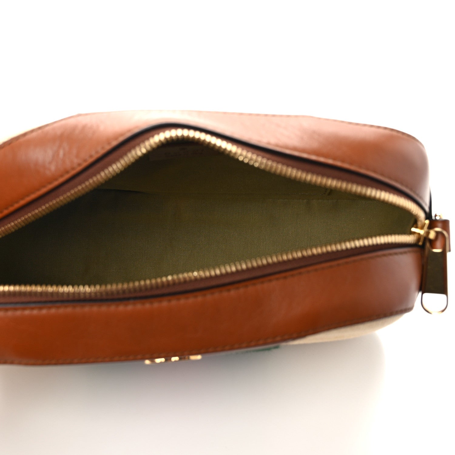 Gucci Vintage Canvas Web Shoulder Bag Sand Cuir 5 of 12