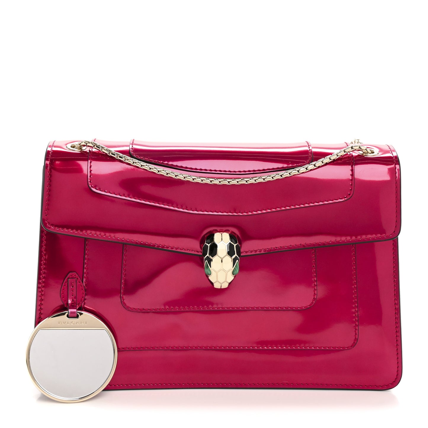 Metallic Calfskin Serpenti Forever Shoulder Bag Red
