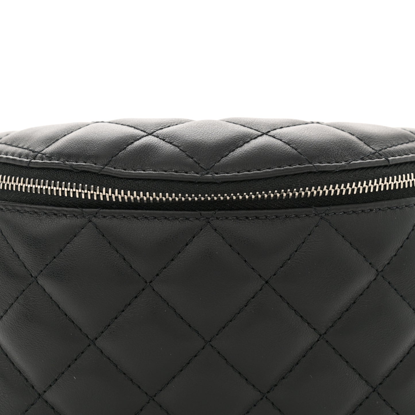 Calfskin Quilted Waist Belt Bag Black