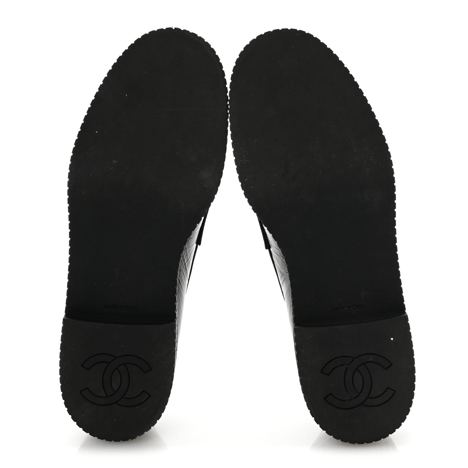 Chanel Shiny Crumpled Calfskin CC Mocassin Loafers 38 Black 6 of 10