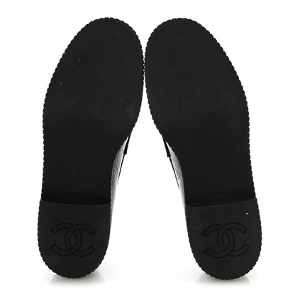 Chanel Shiny Crumpled Calfskin CC Mocassin Loafers 38 Black 6 of 10