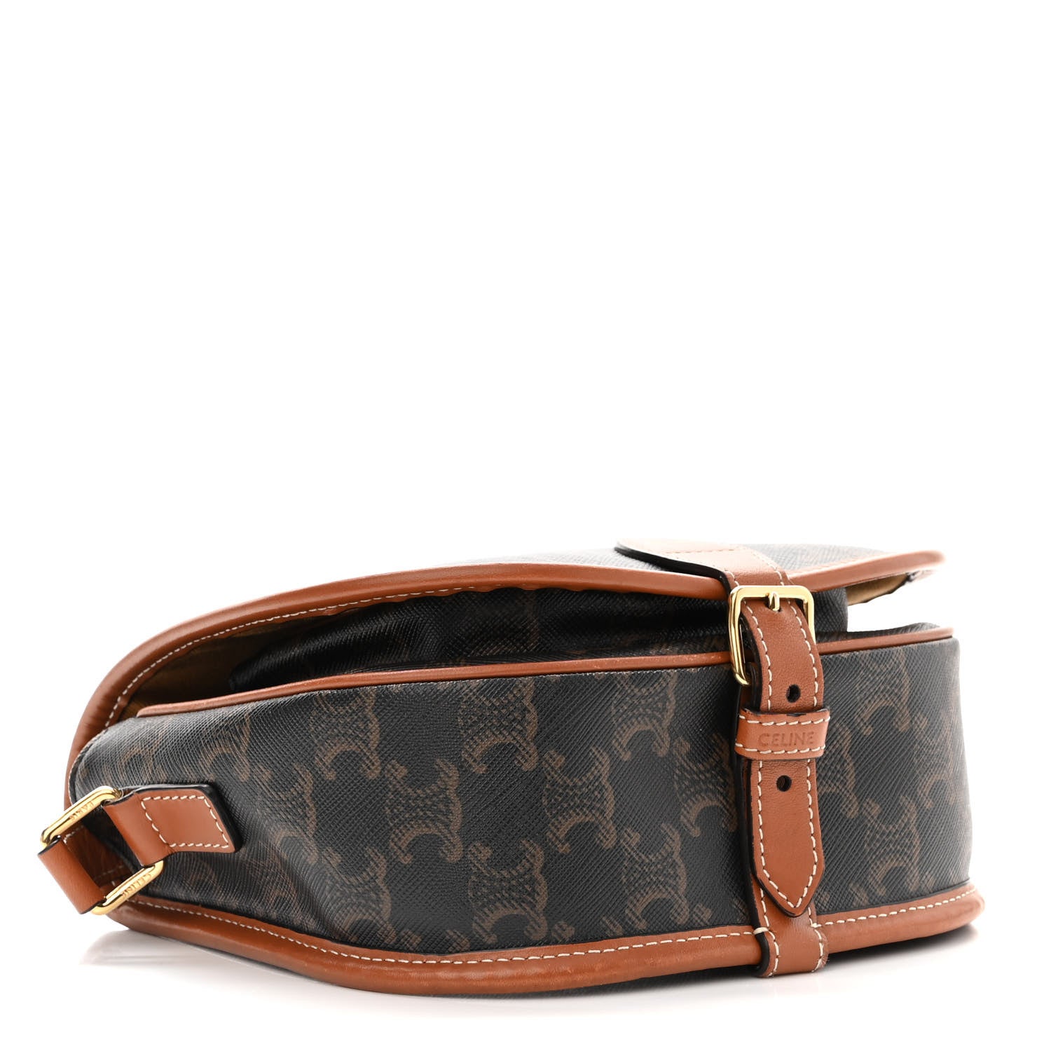 Celine Triomphe Canvas Medium Folco Bag Tan 4 of 10
