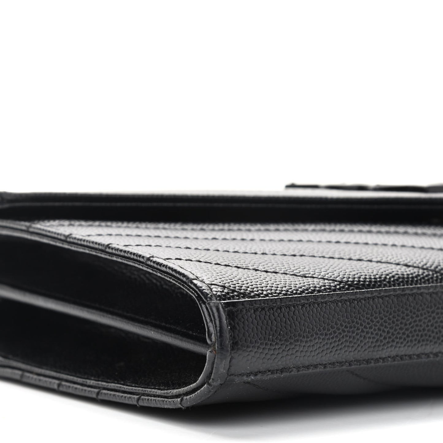 Grain De Poudre Matelasse Chevron Monogram Chain Wallet Black