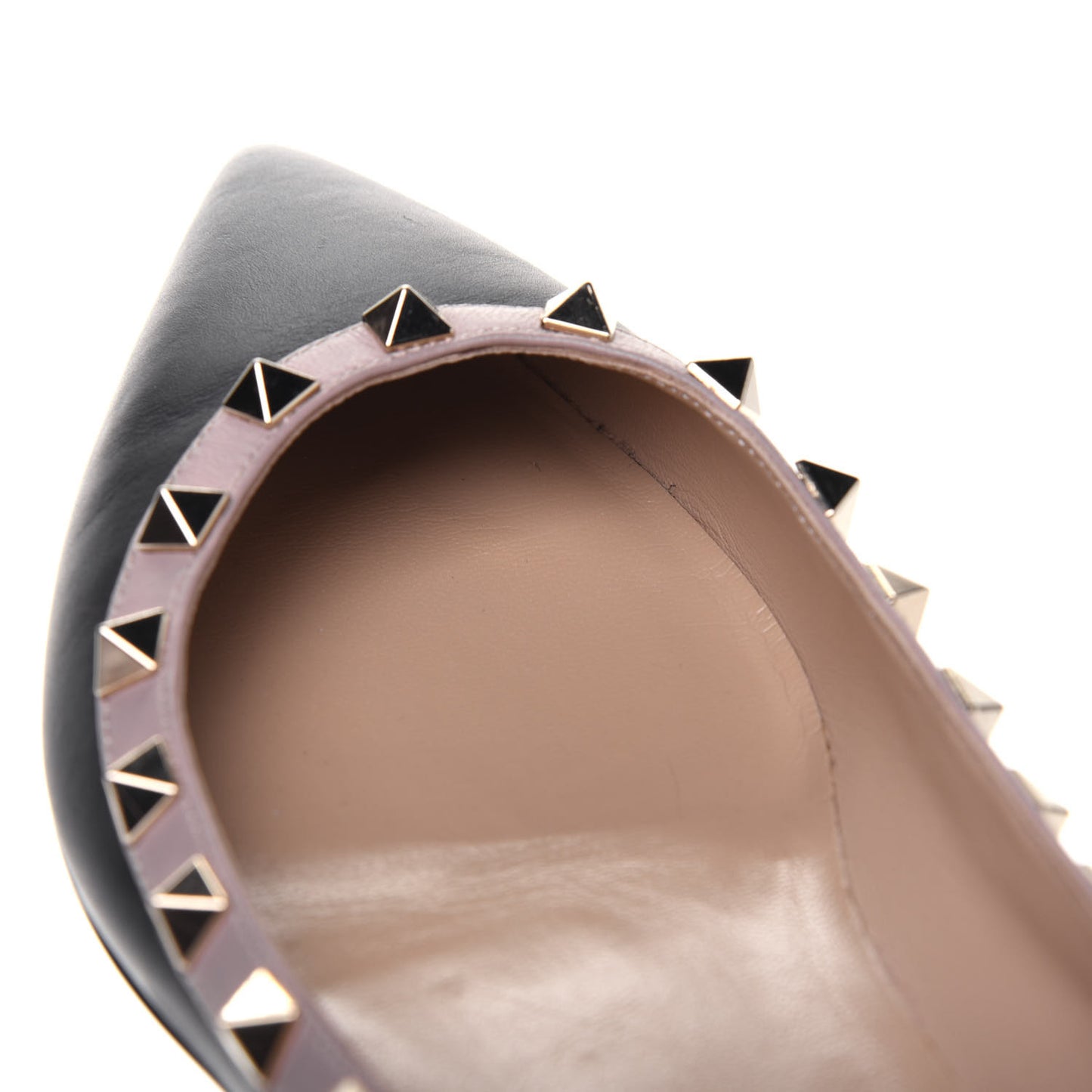 Calfskin Nappa Rockstud Ballerina Flats 37.5 Black Poudre
