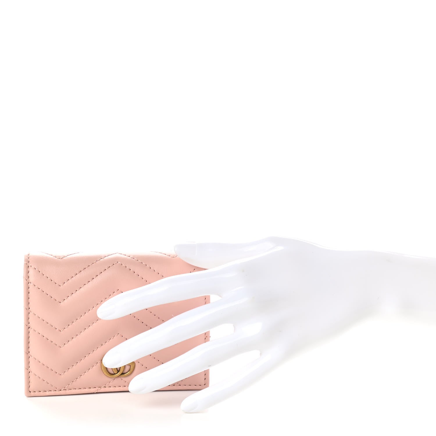Gucci Calfskin Matelasse GG Marmont Card Case Wallet Perfect Pink 2 of 8