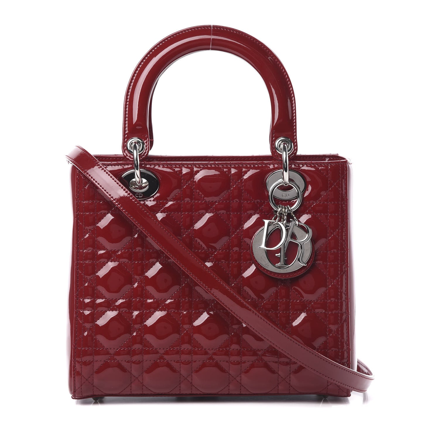 Patent Cannage Medium Lady Dior Red