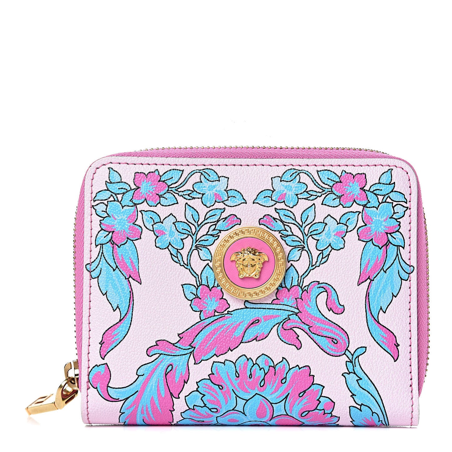 Calfskin Voyage Barocco Print Zip Around Wallet Multicolor