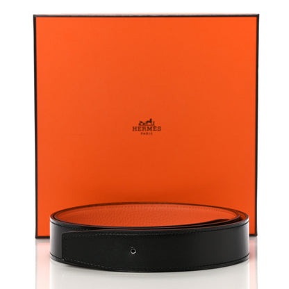 Hermes Box Togo 32mm Belt Strap 95 Black Orange 7 of 7