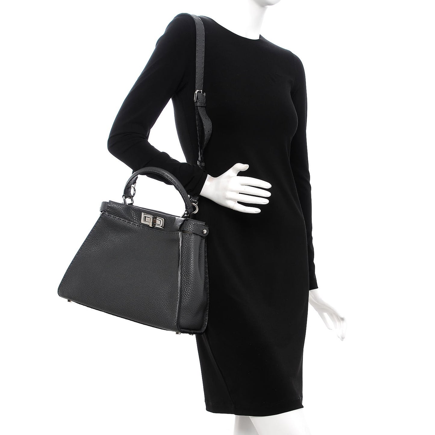 Cuoio Romano Selleria Bi-Color Medium Peekaboo Iconic Satchel Asfalto Latte