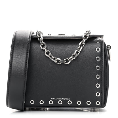 Alexander McQueen Fine Grain Goatskin Perforated Box Shoulder Bag 16 Black 1 of 11