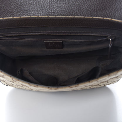 Gucci Monogram Flap Messenger Bag Beige Dark Brown 5 of 10