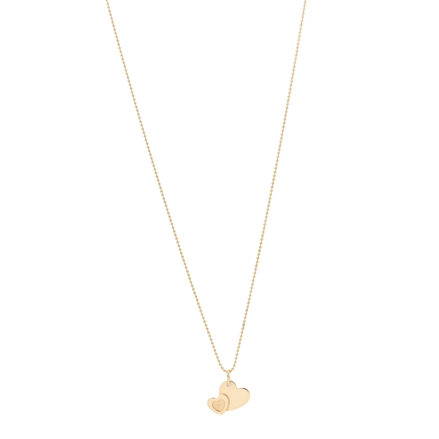 18K Yellow Gold Sweet Double Heart Pendant Necklace