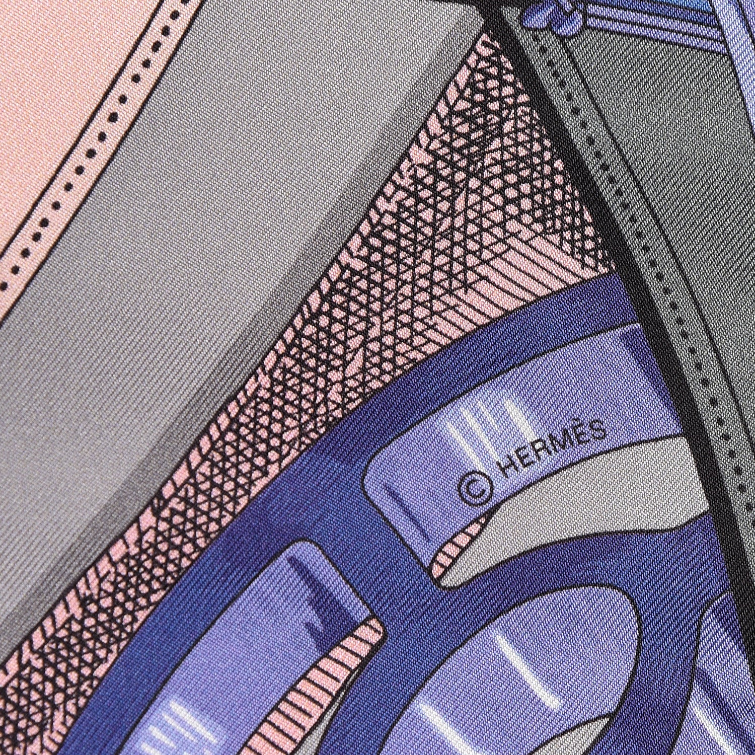 Hermes Silk Cavalcadour Maxi Twilly Gris Perle Mauve Crevette 4 of 4