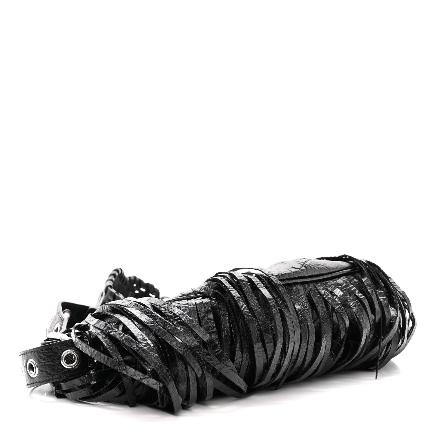 Balenciaga Agneau Arena Le Cagole Fringe Shoulder Bag XS Black 4 of 13