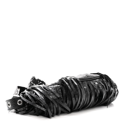 Balenciaga Agneau Arena Le Cagole Fringe Shoulder Bag XS Black 4 of 13