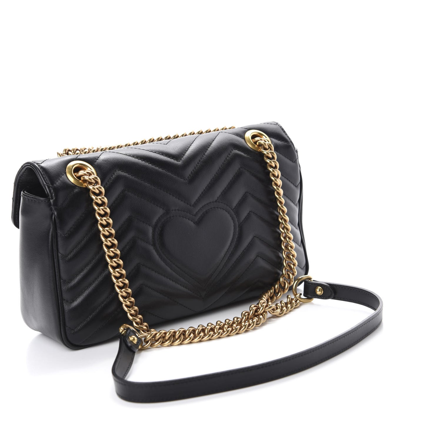 Calfskin Matelasse Small GG Marmont Shoulder Bag Black