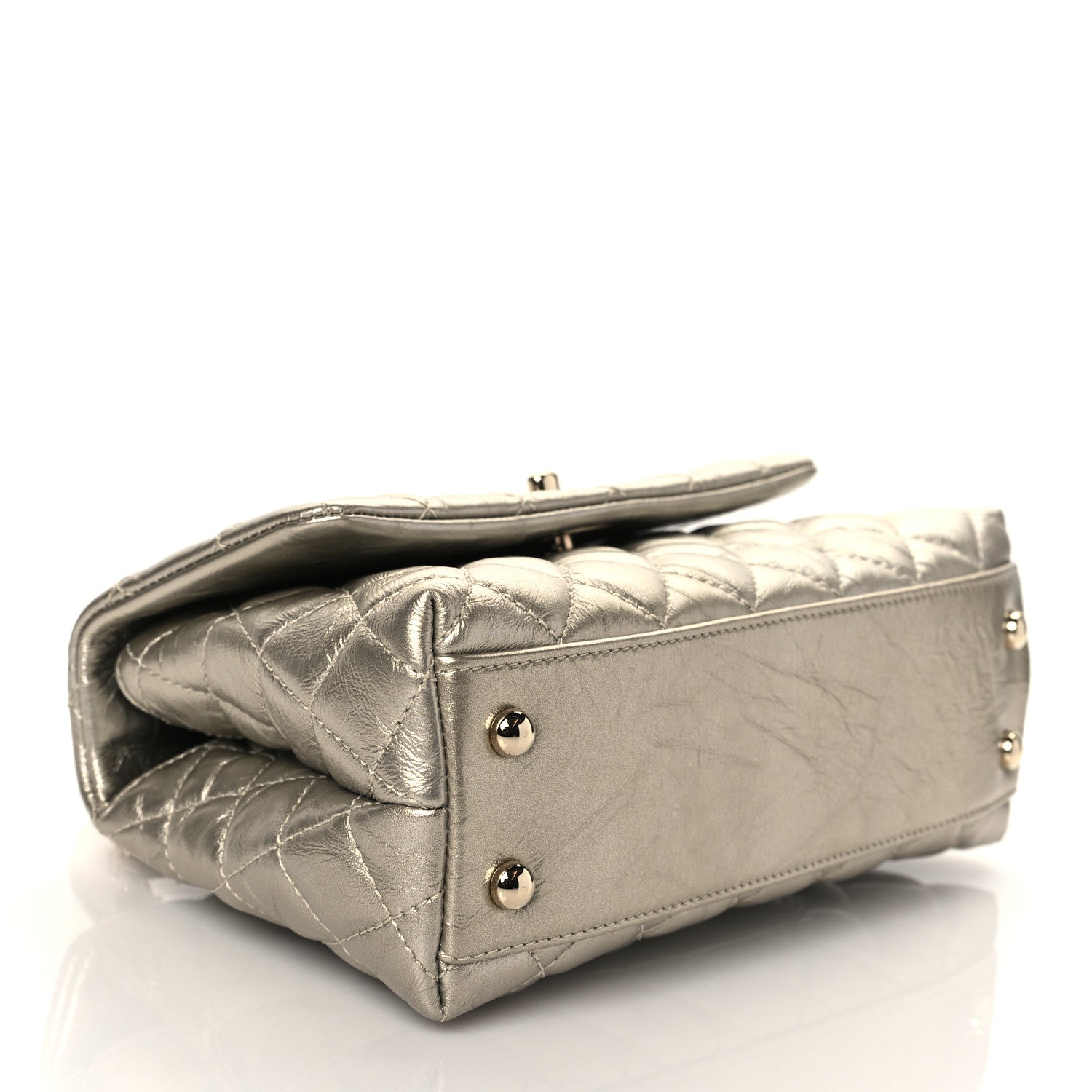 Chanel Metallic Aged Calfskin Quilted Mini Coco Handle Flap Gold 4 of 11