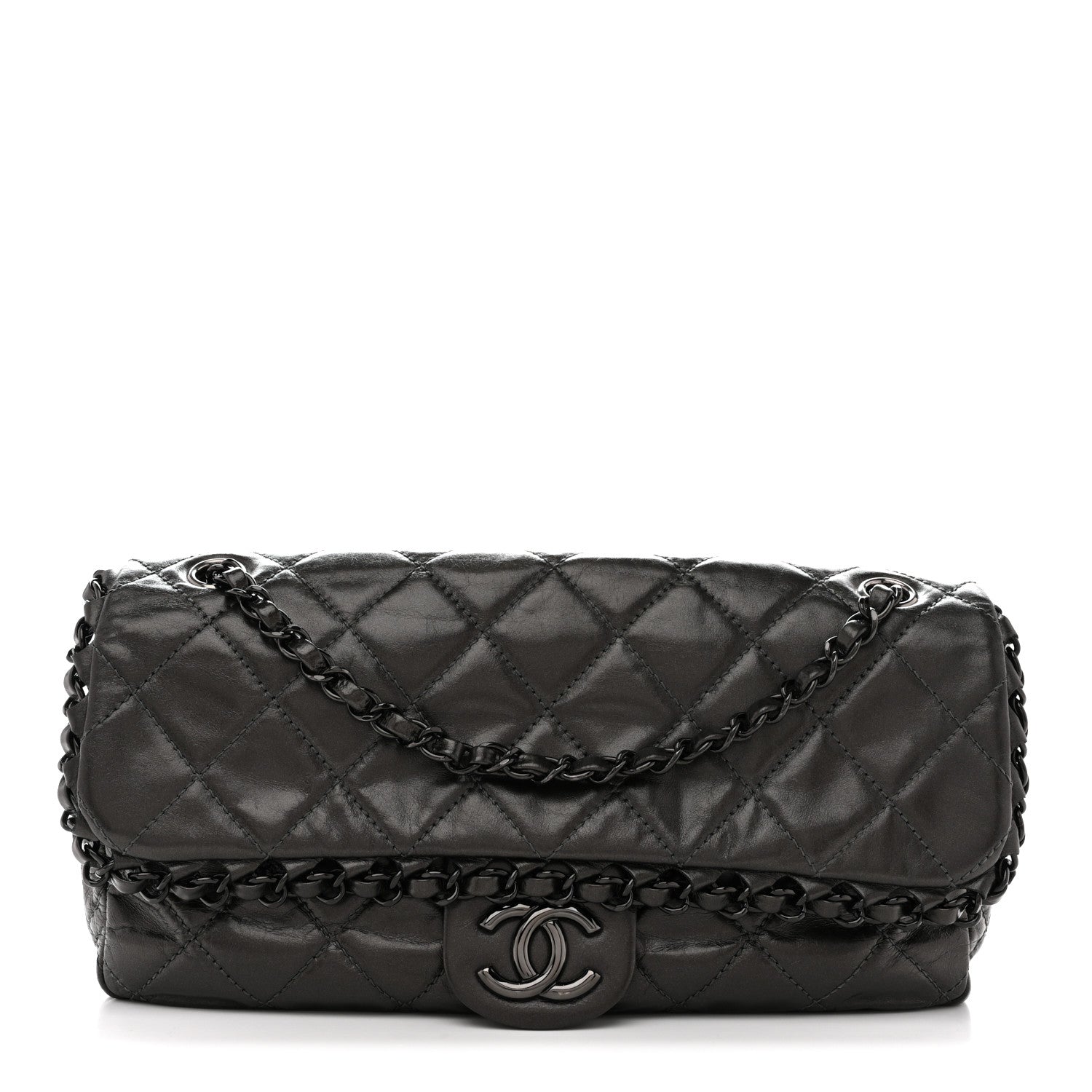 Chanel Calfskin Quilted Medium Chain Me Flap Grey 1881760