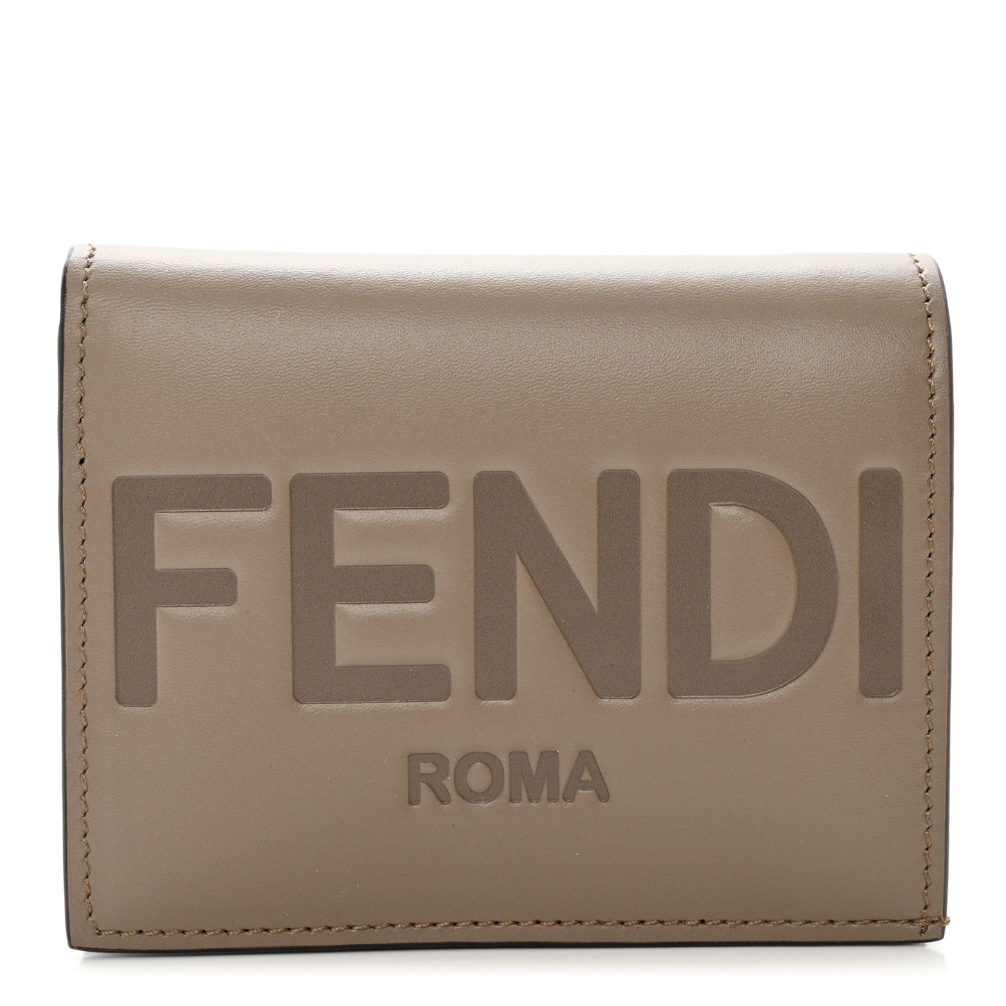 Vitello King Tamponato Logo Embossed Wallet Tortora