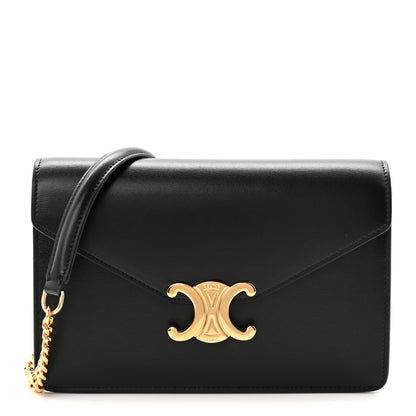 Celine Shiny Calfskin Triomphe Margo Wallet on Chain Black 1 of 11