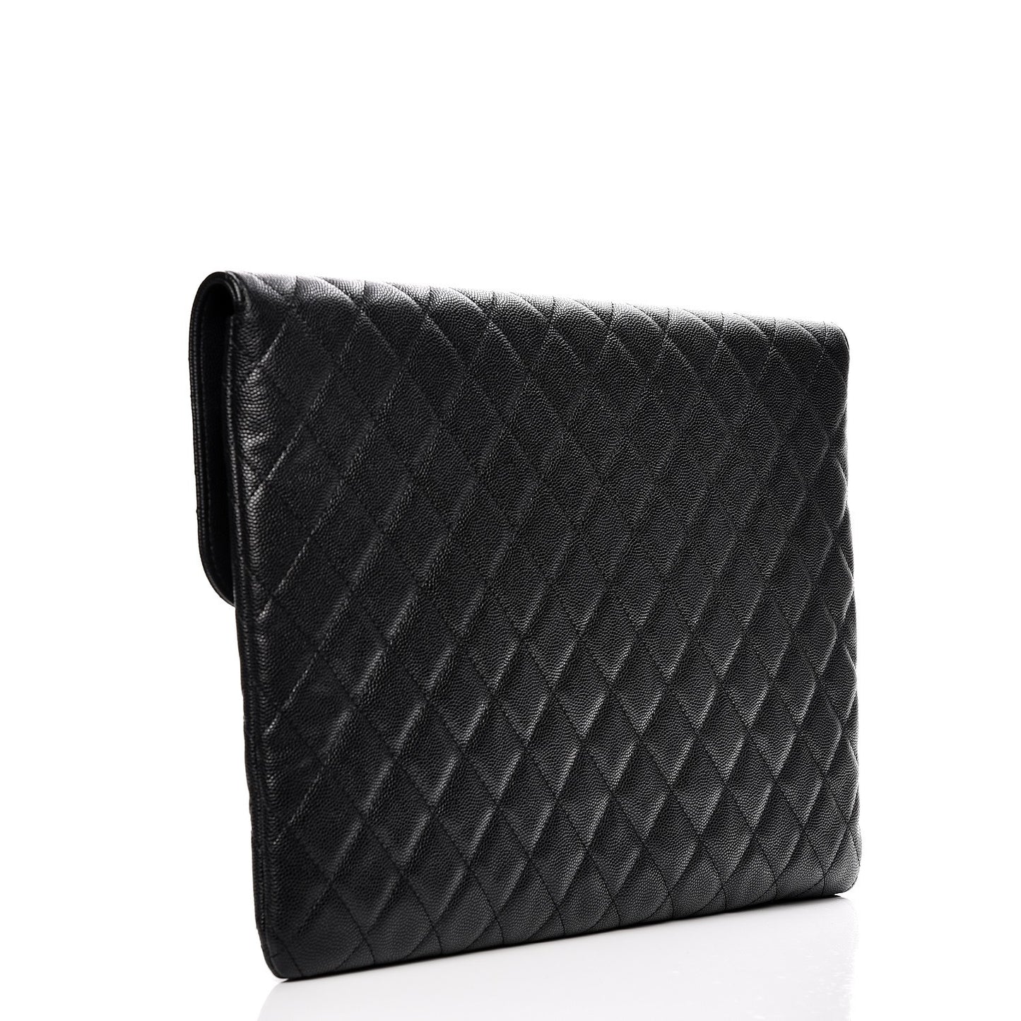 Caviar Quilted Large Golden Class Pouch Black