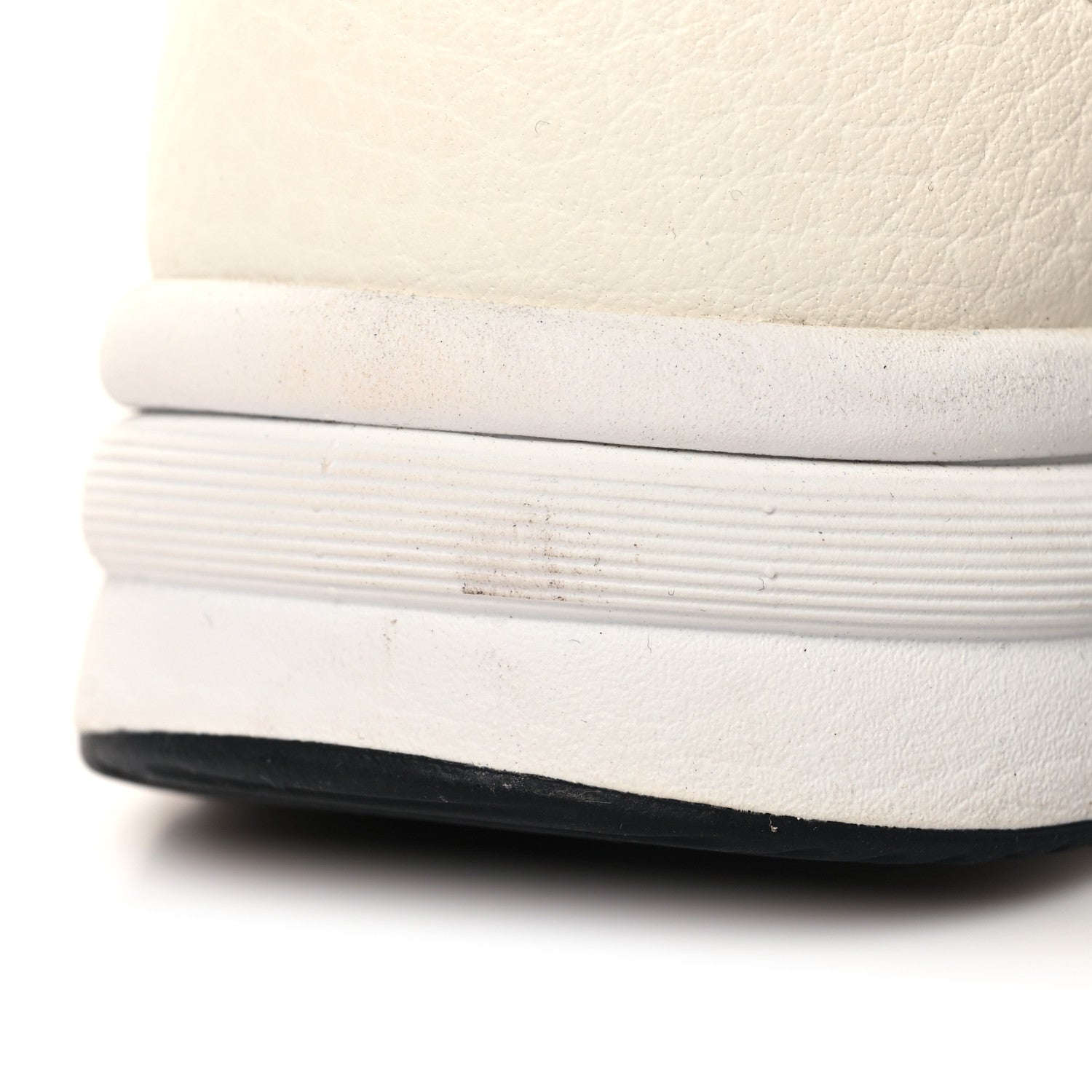 Chanel Mesh Suede Calfskin Grained Calfskin Womens CC Sneakers 39.5 White Black 8 of 9