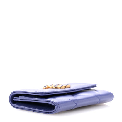 Chanel Goatskin Quilted Chanel 19 Small Flap Wallet Purple 4 of 8