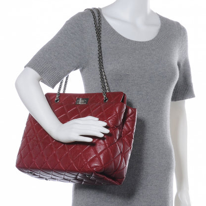Chanel Aged Calfskin Reissue Tote Dark Red 2 of 8
