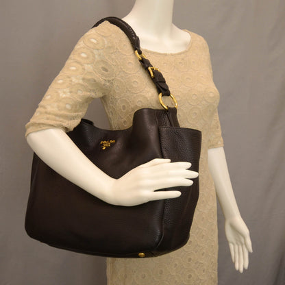 Prada Vitello Daino Hobo Black 2 of 9