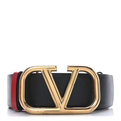 Valentino Garavani Glossy Calfskin VLogo Reversible 40mm Belt 65 26 Black Rouge Pur 1 of 6