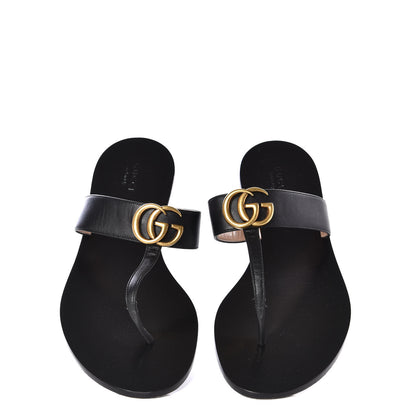 Gucci Calfskin GG Marmont Thong Sandals 39.5 Black 5 of 9