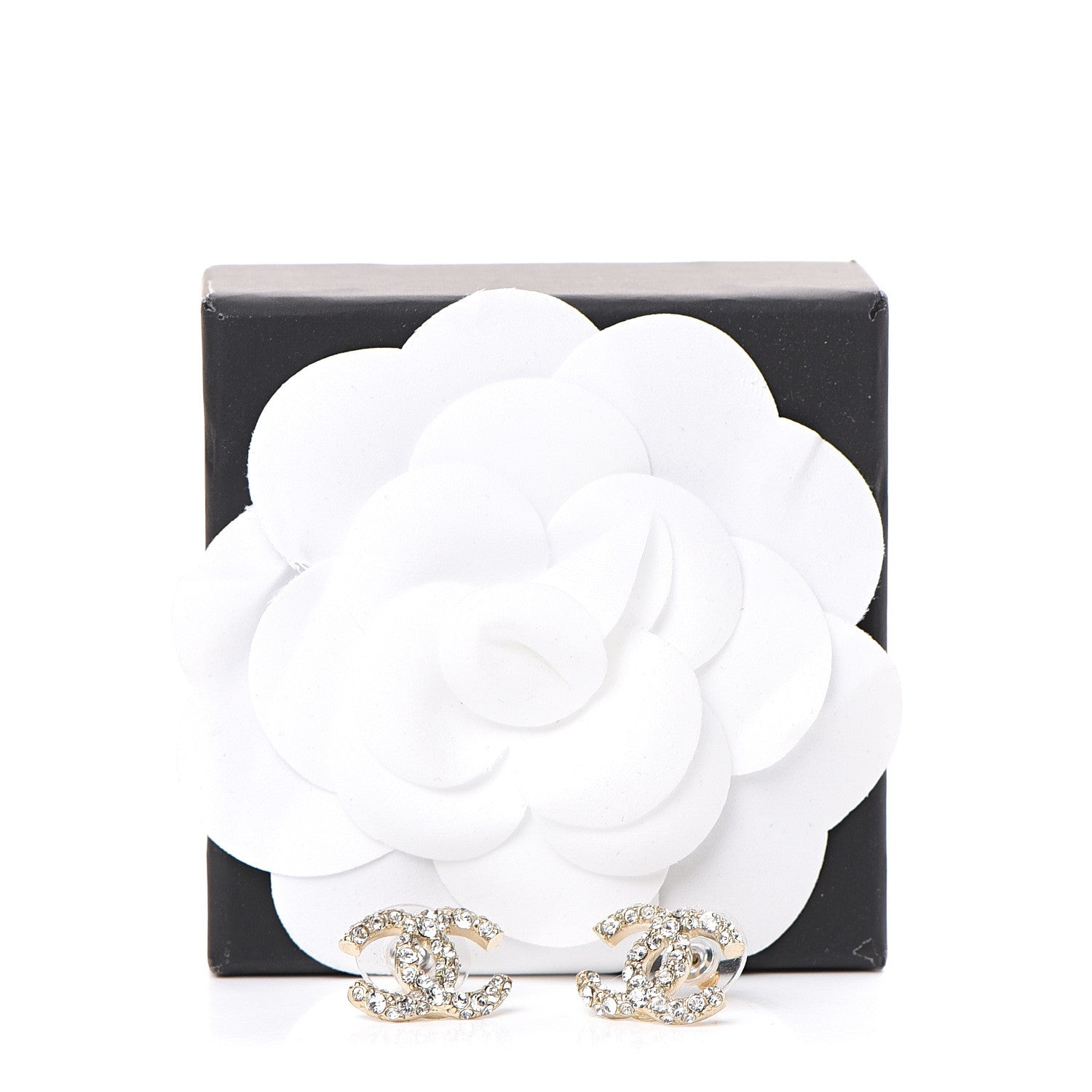 Chanel Crystal CC Earrings Gold 6 of 6