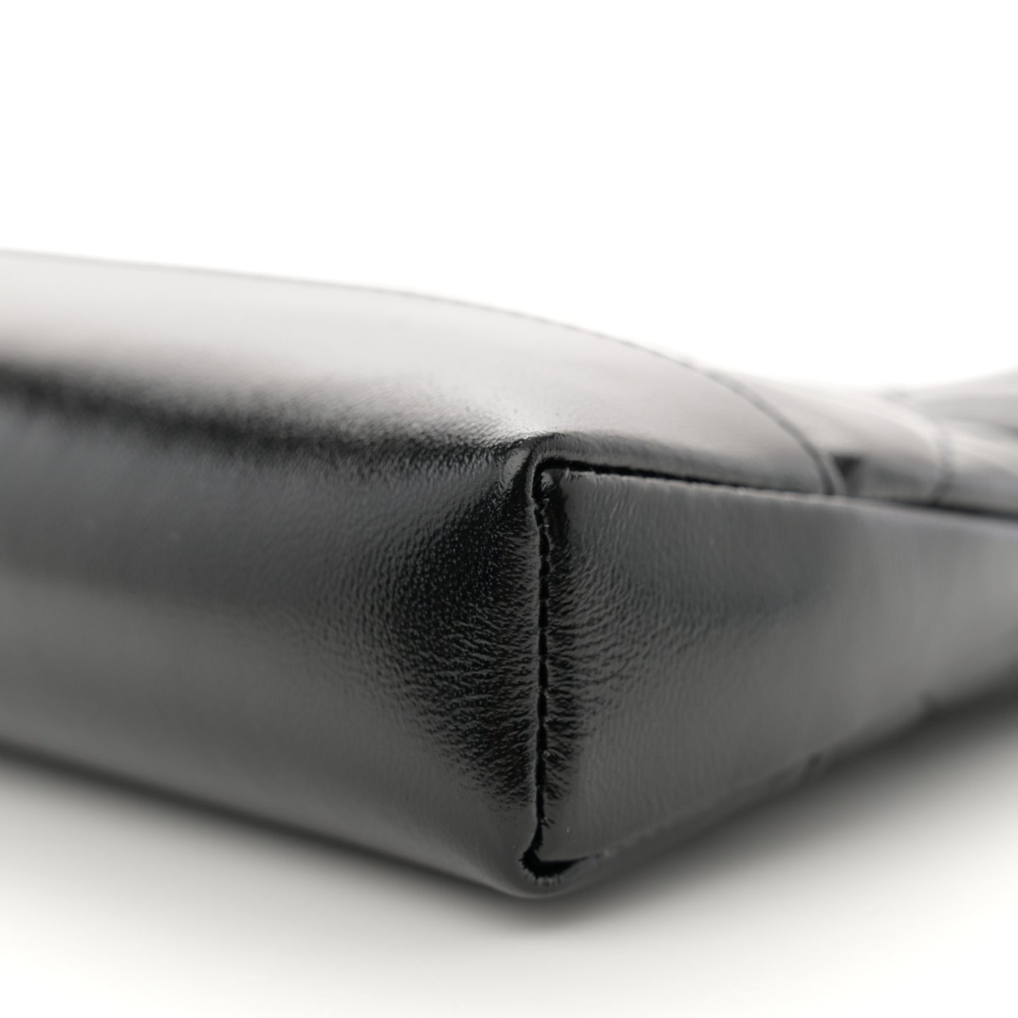 Shiny Crumpled Calfskin Quilted Nano 31 Shopping Bag Black