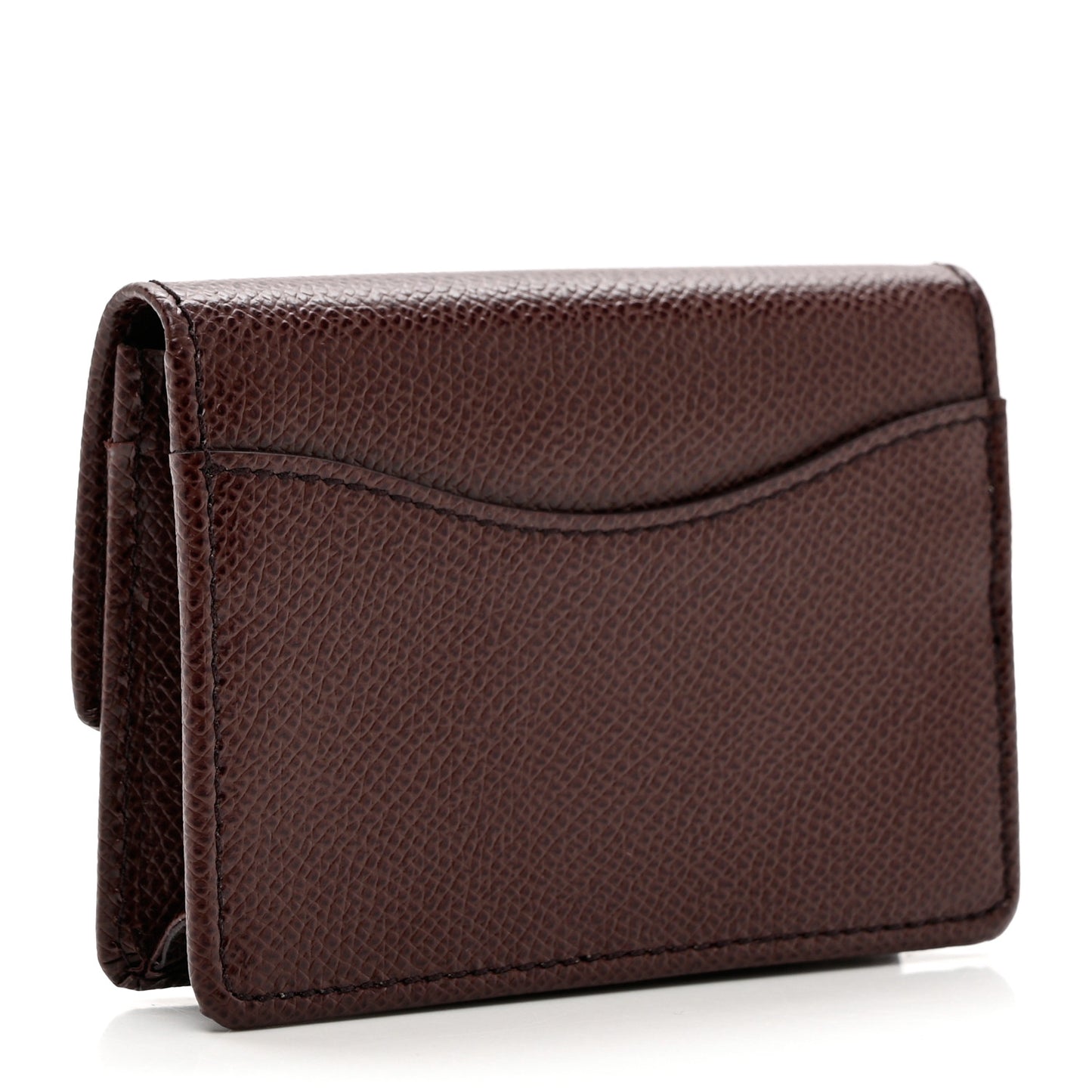 Grained Calfskin Gancini Card Holder Brown