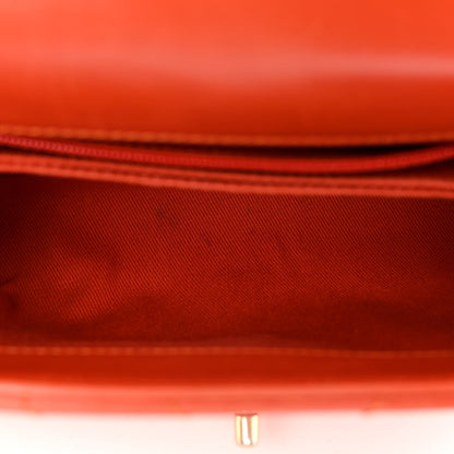 Chanel Calfskin Chevron Quilted Mini Coco Handle Flap Orange 5 of 12