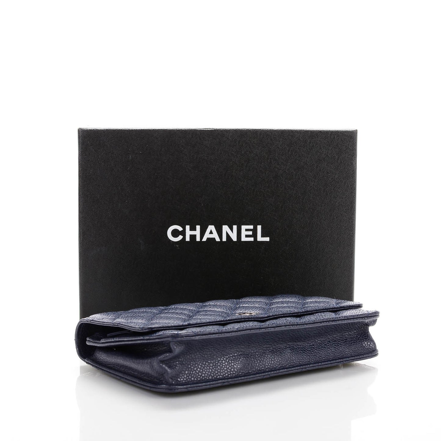 Caviar Quilted Wallet On Chain WOC Navy