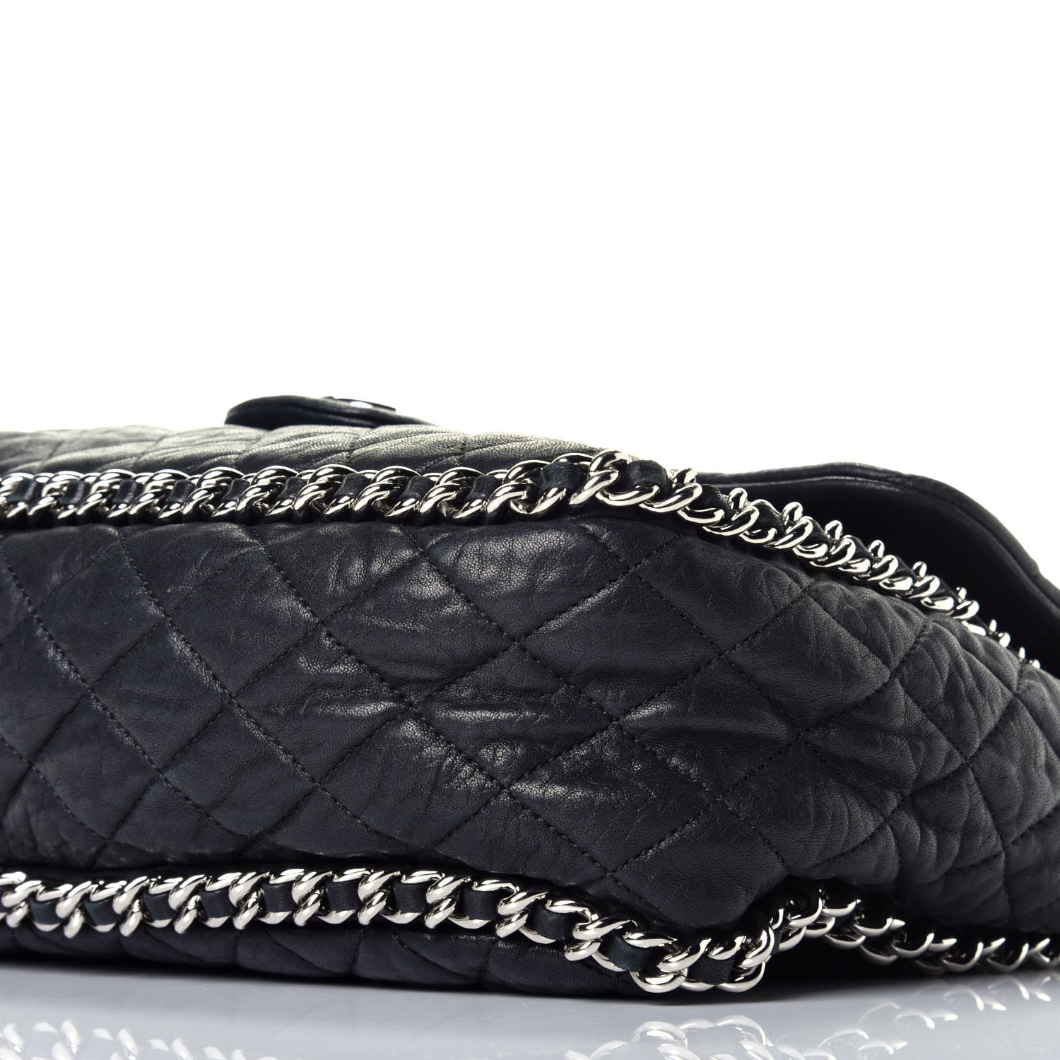 Chanel Washed Lambskin Quilted Maxi Chain Around Flap Black 9 of 9