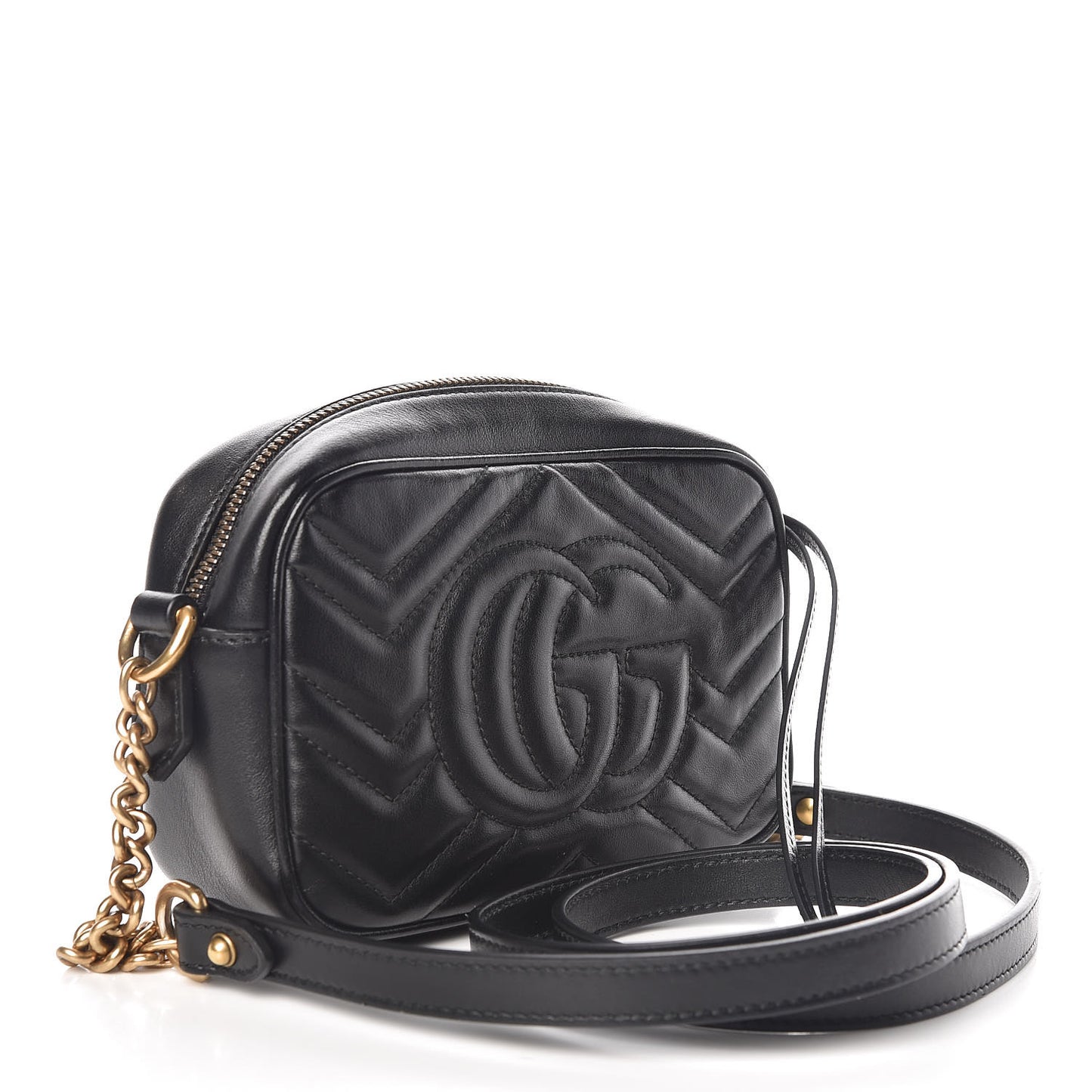 Calfskin Matelasse Mini GG Marmont Chain Shoulder Bag Black