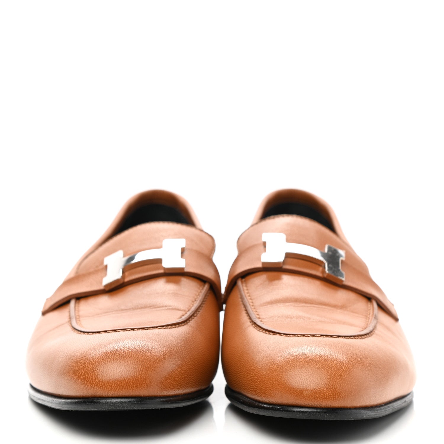 Hermes Goatskin Womens Paris Loafers 40 Gold 2 of 10