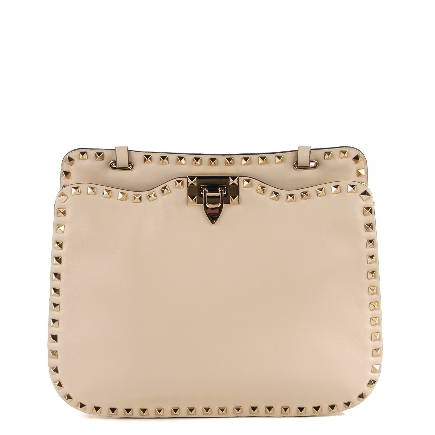 Valentino Garavani Vitello Rockstud Shoulder Satchel Ivory 1 of 8