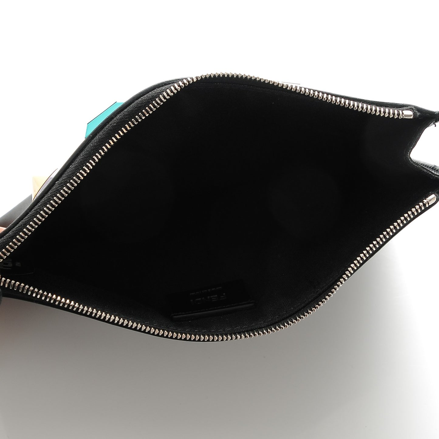 Vitello Liberty Studded Zip Pouch Black Multicolor