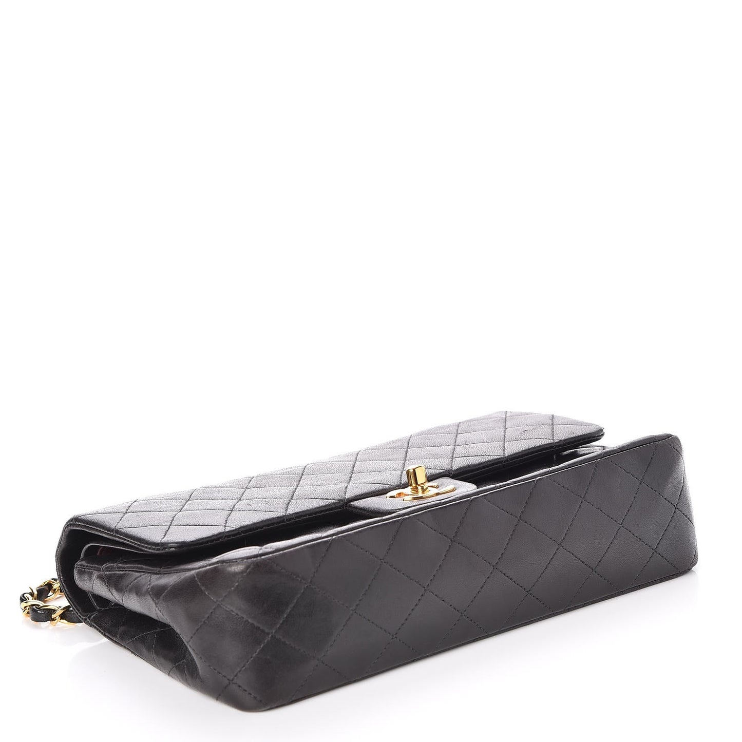 Lambskin Quilted Medium Double Flap Black