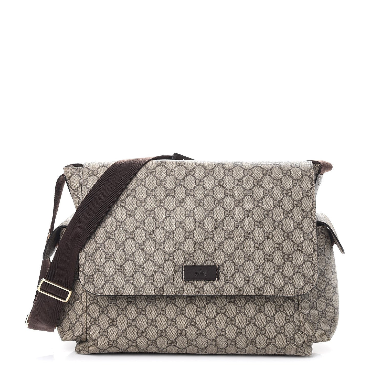 GG Plus Monogram Messenger Diaper Bag Dark Brown
