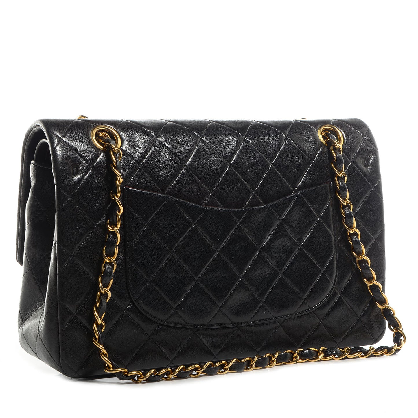 Lambskin Medium Double Flap Black